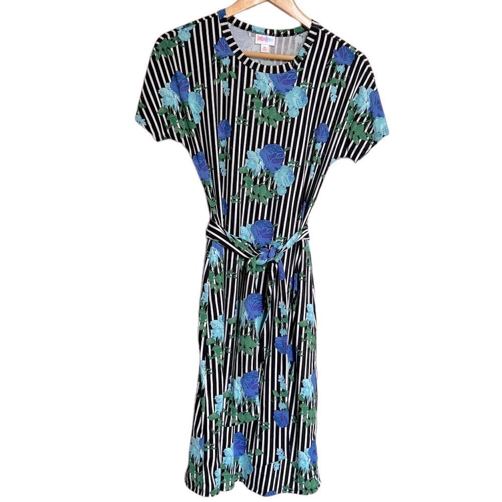 LuLaRoe Floral and Stripes Marley Dress Size XS NWT